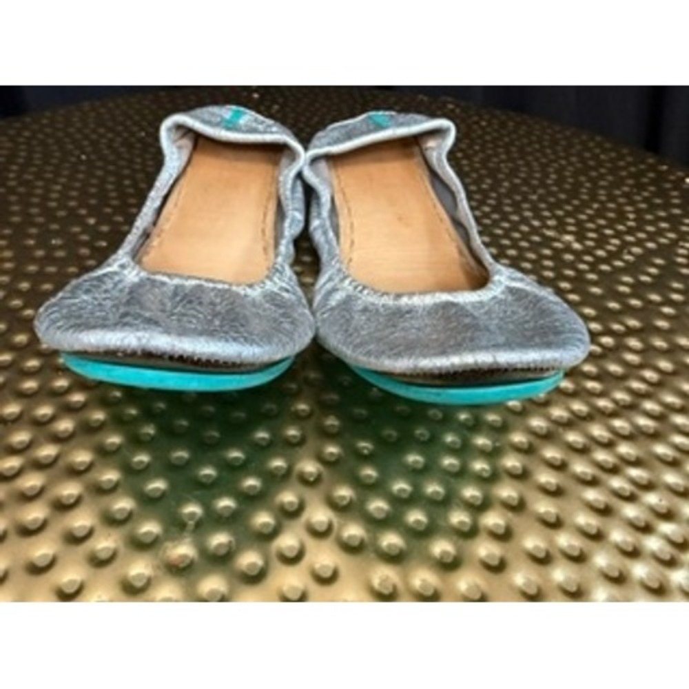 Tieks by Gavrieli Silver Lake Metallic Leather Ballet Flats Teal Sole Size 13